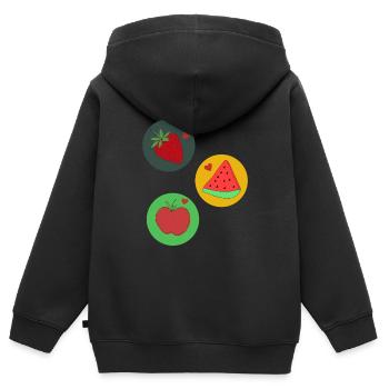 Fruits - Sweat Premium à capuche zippé enfant bio - noir - Dos - AI Model Kid Male (0cm)