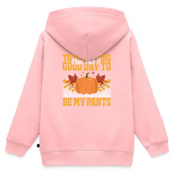 Citation de Thanksgiving Thanksgiving Man Pas une bonne journée - Sweat Premium à capuche zippé enfant bio - rose - Dos - AI Model Kid Female (0cm)