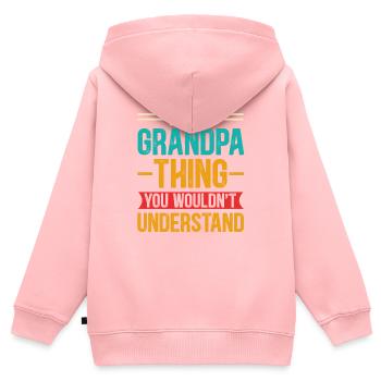Opa Sache - Kinder Premium Organic Zip Hoodie - Rosa - Hinten - AI Model Kid Female (0cm)