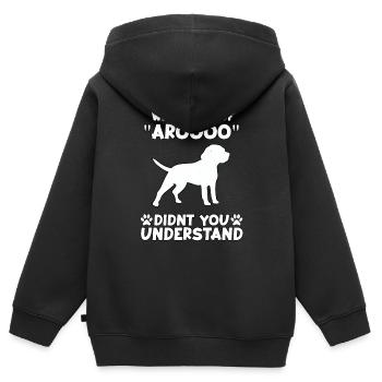 Beagle Fan Dog Motif Drôle Beagle Gassi - Sweat Premium à capuche zippé enfant bio - noir - Dos - AI Model Kid Male (0cm)