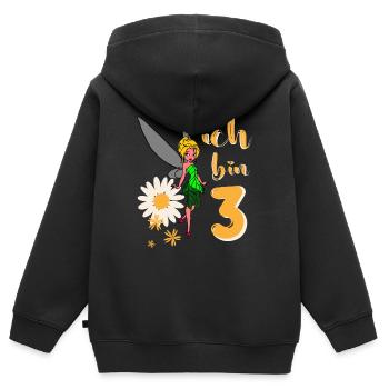 Ich bin 3 Jahre alt Fee Blumen Geburtstag Mädchen - Kinder Premium Organic Zip Hoodie - Schwarz - Hinten - AI Model Kid Male (0cm)
