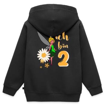 Ich bin 2 Jahre alt Fee Blumen Geburtstag Mädchen - Kinder Premium Organic Zip Hoodie - Schwarz - Hinten - AI Model Kid Male (0cm)