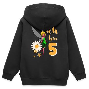 Ich bin 5 Jahre alt Fee Blumen Geburtstag Mädchen - Kinder Premium Organic Zip Hoodie - Schwarz - Hinten - AI Model Kid Male (0cm)