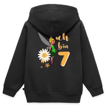 Ich bin 7 Jahre alt Fee Blumen Geburtstag Mädchen - Kinder Premium Organic Zip Hoodie - Schwarz - Hinten - AI Model Kid Male (0cm)