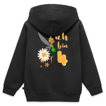 Ich bin 4 Jahre alt Fee Blumen Geburtstag Mädchen - Kinder Premium Organic Zip Hoodie - Schwarz - Hinten - AI Model Kid Male (0cm)