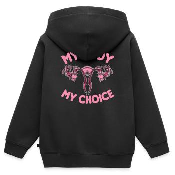 Frauen Abtreibung Feminismus Gleichberechtigung - Kinder Premium Organic Zip Hoodie - Schwarz - Hinten - AI Model Kid Male (0cm)