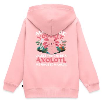 Salamandre amphibienne Axolotl - Sweat Premium à capuche zippé enfant bio - rose - Dos - AI Model Kid Female (0cm)