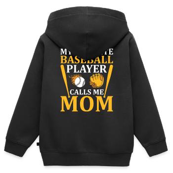 Joueur de baseball Équipe de baseball - Sweat Premium à capuche zippé enfant bio - noir - Dos - AI Model Kid Male (0cm)