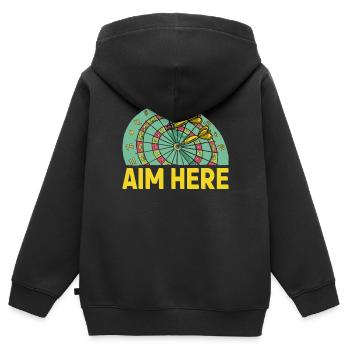 Men's Darts Player Score Old Man Hundred - Kids Premium Organic Zip-up Hoodie - black - Back - AI Model Kid Male (0cm)