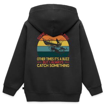 Fishing Fishing Angler Fisherman Fishing Rod - Kids Premium Organic Zip-up Hoodie - black - Back - AI Model Kid Male (0cm)