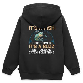 Fishing Fishing Angler Fisherman Fishing Rod - Kids Premium Organic Zip-up Hoodie - black - Back - AI Model Kid Male (0cm)