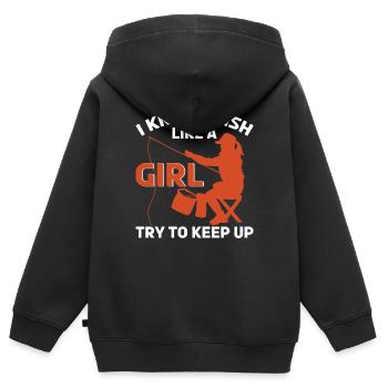 Fishing Fishing Angler Fisherman Fishing Rod - Kids Premium Organic Zip-up Hoodie - black - Back - AI Model Kid Male (0cm)