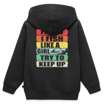 Fishing Fishing Angler Fisherman Fishing Rod - Kids Premium Organic Zip-up Hoodie - black - Back - AI Model Kid Male (0cm)
