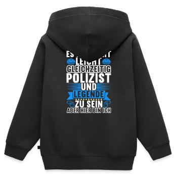 Polizei Polizist - Kinder Premium Organic Zip Hoodie - Schwarz - Hinten - AI Model Kid Male (0cm)
