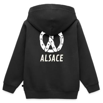 ALSACE BRETZEL - Sweat Premium à capuche zippé enfant bio - noir - Dos - AI Model Kid Male (0cm)
