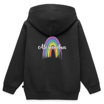 ALEXANDRA Rainbow Cursive - Kids Premium Organic Zip-up Hoodie - black - Back - AI Model Kid Male (0cm)
