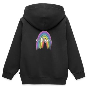 ALLISON Rainbow Cursive - Kids Premium Organic Zip-up Hoodie - black - Back - AI Model Kid Male (0cm)