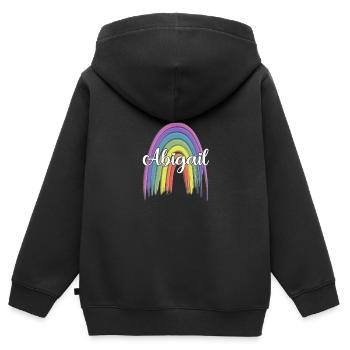 ABIGAIL Rainbow Cursive - Kids Premium Organic Zip-up Hoodie - black - Back - AI Model Kid Male (0cm)