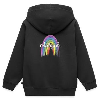 AALIYAH Rainbow Cursive - Kids Premium Organic Zip-up Hoodie - black - Back - AI Model Kid Male (0cm)