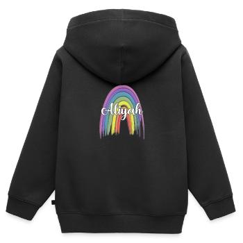 ALIYAH Rainbow Cursive - Kids Premium Organic Zip-up Hoodie - black - Back - AI Model Kid Male (0cm)