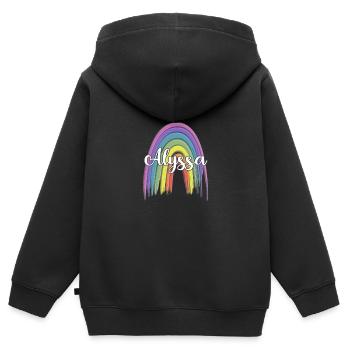 ALYSSA Rainbow Cursive - Kids Premium Organic Zip-up Hoodie - black - Back - AI Model Kid Male (0cm)