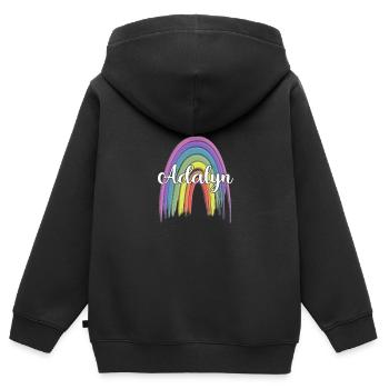 AALIYAH Rainbow Cursive - Kids Premium Organic Zip-up Hoodie - black - Back - AI Model Kid Male (0cm)