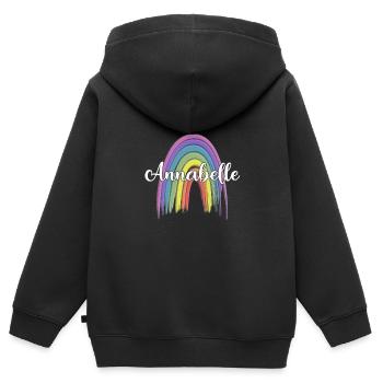 ANNABELLE Rainbow Cursive - Kids Premium Organic Zip-up Hoodie - black - Back - AI Model Kid Male (0cm)