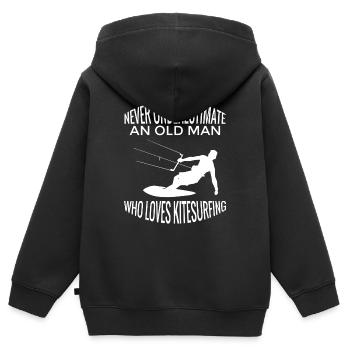 Kitesurfer Windsurfer Surf Windsurfing Cadeau - Sweat Premium à capuche zippé enfant bio - noir - Dos - AI Model Kid Male (0cm)