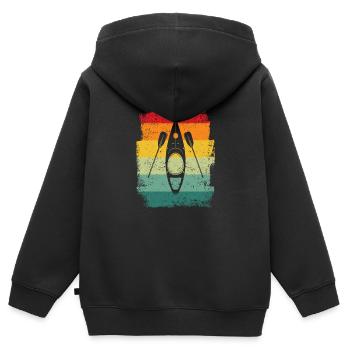 Rétro Kayak Canoë Amateurs Drôle De Kayak - Sweat Premium à capuche zippé enfant bio - noir - Dos - AI Model Kid Male (0cm)