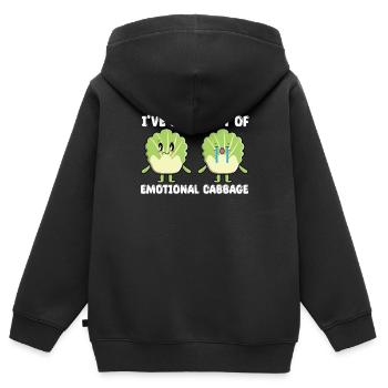 Lustiges Kohl Geschenk - Kinder Premium Organic Zip Hoodie - Schwarz - Hinten - AI Model Kid Male (0cm)