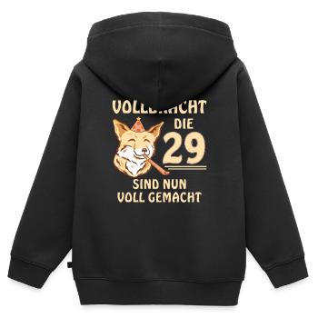 29 GEBURTSTAG - Kinder Premium Organic Zip Hoodie - Schwarz - Hinten - AI Model Kid Male (0cm)