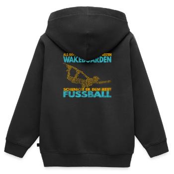 Als Gott sah, dass nur die besten Wakeboarden .. - Kinder Premium Organic Zip Hoodie - Schwarz - Hinten - AI Model Kid Male (0cm)