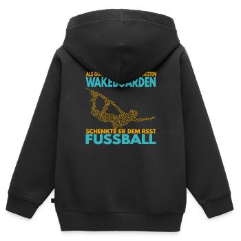 Als Gott sah, dass nur die besten Wakeboarden .. - Kinder Premium Organic Zip Hoodie - Schwarz - Hinten - AI Model Kid Male (0cm)