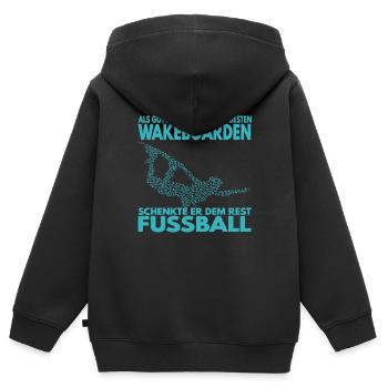 Als Gott sah, dass nur die besten Wakeboarden .. - Kinder Premium Organic Zip Hoodie - Schwarz - Hinten - AI Model Kid Male (0cm)