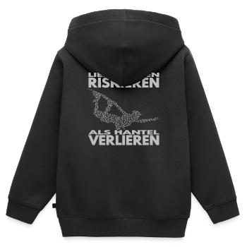 Lieber Leben riskieren, als Hantel verlieren. - Kinder Premium Organic Zip Hoodie - Schwarz - Hinten - AI Model Kid Male (0cm)