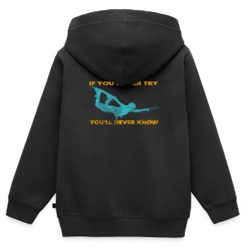 If you never try - you'll never know Lifestyle - Kinder Premium Organic Zip Hoodie - Schwarz - Hinten - AI Model Kid Male (0cm)