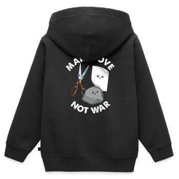 Make Love Not War Drôle de jeu de ciseaux en papier de roche - Sweat Premium à capuche zippé enfant bio - noir - Dos - AI Model Kid Male (0cm)