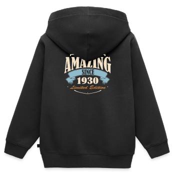 1930 - Kinder Premium Organic Zip Hoodie - Schwarz - Hinten - AI Model Kid Male (0cm)