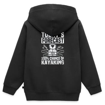 La prédiction d’aujourd’hui 100% de chances de faire du kayak - Sweat Premium à capuche zippé enfant bio - noir - Dos - AI Model Kid Male (0cm)
