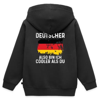 Deutschland Deutscher Deutsches - Kinder Premium Organic Zip Hoodie - Schwarz - Hinten - AI Model Kid Male (0cm)