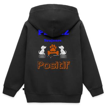 PENSER TOUJOURS POSITIF - Sweat Premium à capuche zippé enfant bio - noir - Dos - AI Model Kid Male (0cm)