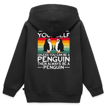 Pingouin Pingouin Pingouin Amateurs de Pingouins - Sweat Premium à capuche zippé enfant bio - noir - Dos - AI Model Kid Male (0cm)