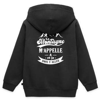 La montagne m'appelle et je dois y aller - Sweat Premium à capuche zippé enfant bio - noir - Dos - AI Model Kid Male (0cm)