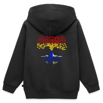Roots Tree Germany Finland - Kids Premium Organic Zip-up Hoodie - black - Back - AI Model Kid Male (0cm)