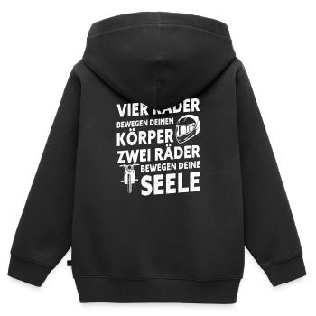 Vier Räder Bewegen Den Körper Zwei Räder Bewegen - Kinder Premium Organic Zip Hoodie - Schwarz - Hinten - AI Model Kid Male (0cm)
