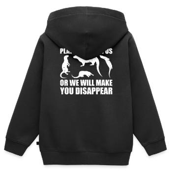 Martre d’eau de loutre Martre Martre Martre - Sweat Premium à capuche zippé enfant bio - noir - Dos - AI Model Kid Male (0cm)