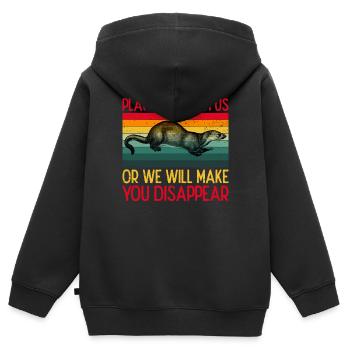 Martre d’eau de loutre Martre Martre Martre - Sweat Premium à capuche zippé enfant bio - noir - Dos - AI Model Kid Male (0cm)