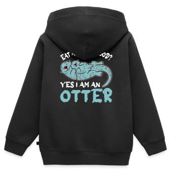 Martre d’eau de loutre Martre Martre Martre - Sweat Premium à capuche zippé enfant bio - noir - Dos - AI Model Kid Male (0cm)