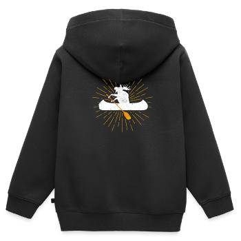 Moose Canoe Lake Paddeln Kanufahren Fluss Kajak - Kinder Premium Organic Zip Hoodie - Schwarz - Hinten - AI Model Kid Male (0cm)