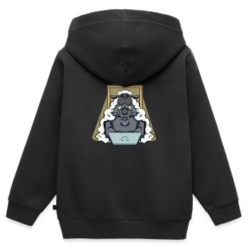 Hacker Wolf im Schafspelz Cybersicherheit - Kinder Premium Organic Zip Hoodie - Schwarz - Hinten - AI Model Kid Male (0cm)